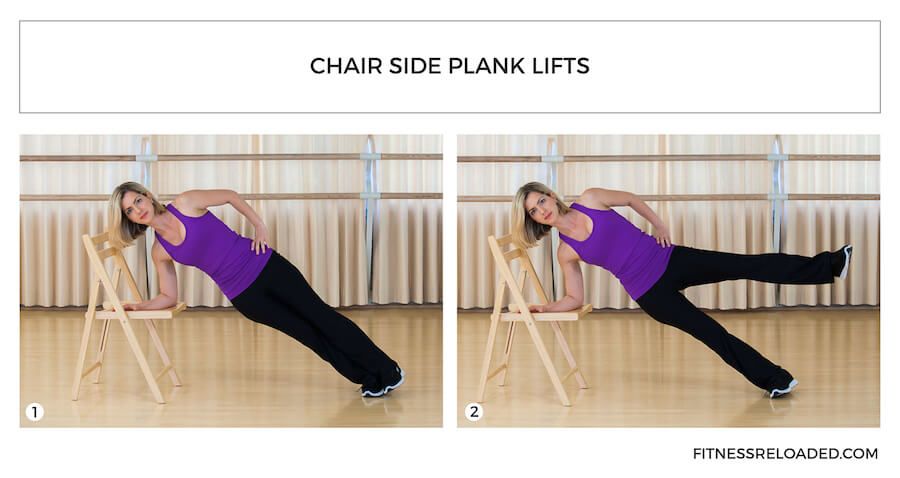 plank variations - chair side plank lifts